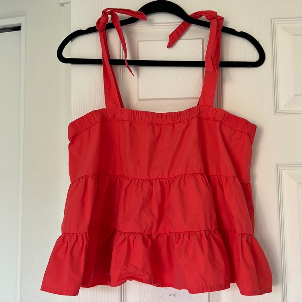 American Eagle Pink crop top with tie shoulders